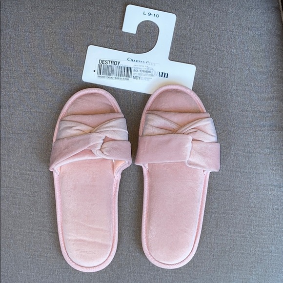 Charter Club Twisted Open Toe Velour Slippers - Picture 3 of 4